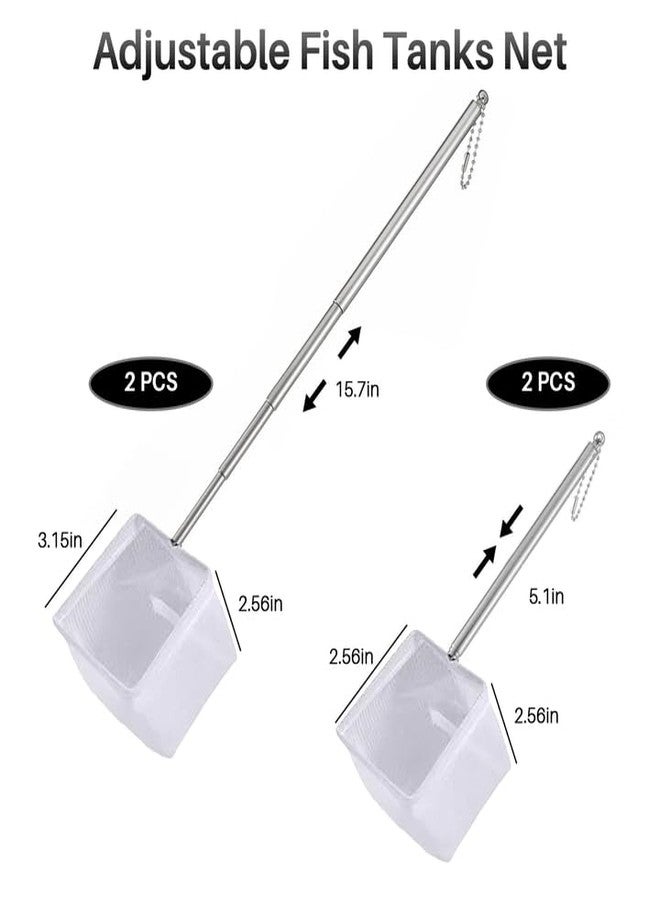 LUODAKA 4 Pcs Square Shrimp Net, Stainless Steel Fish Tank Nets, Fish Net for Fishes Tank, Extendable Handle Small Fishes Nets for AquariumTank Pond - Image 2